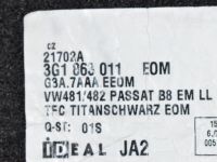 Volkswagen Passat (B8) 2014-2023 Floor mats (4 pce) Part code: 3G1863011 EOM
Body type: Sedaan